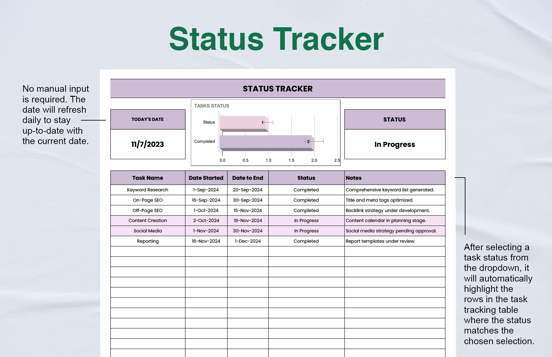 Status Tracker Template