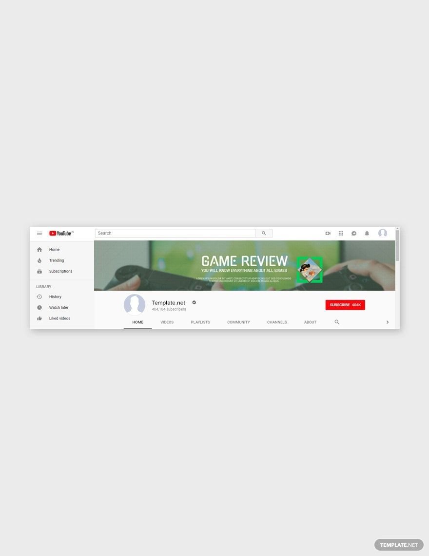 Game YouTube Channel Art Template in PSD