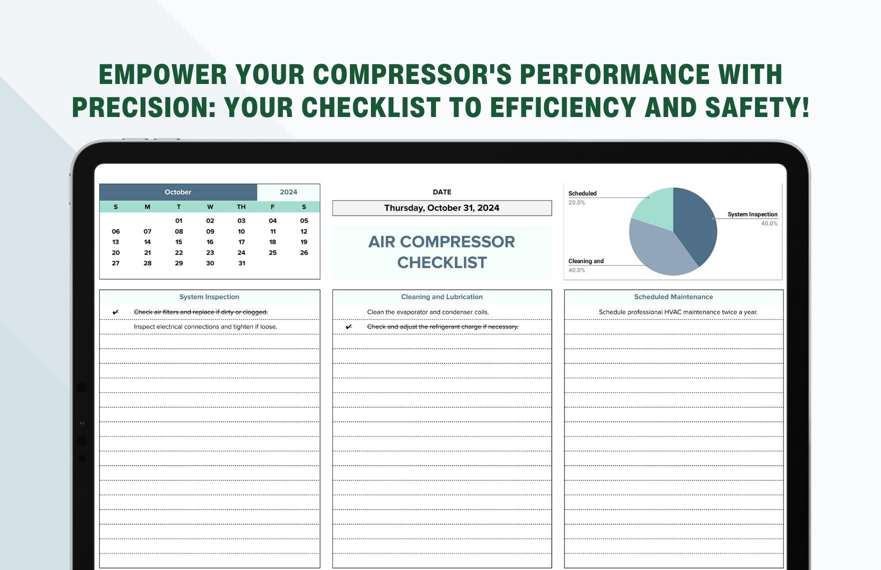 Air Compressor Checklist Template