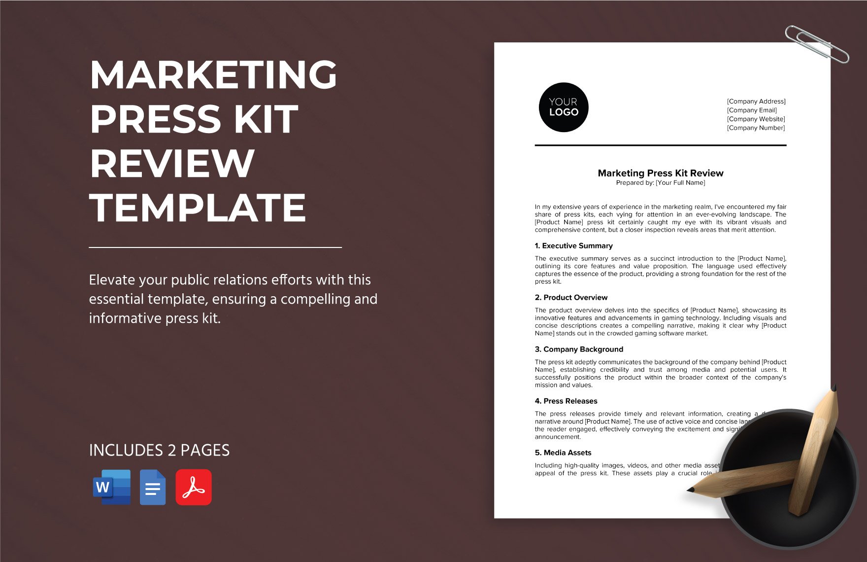 Marketing Press Kit Review Template