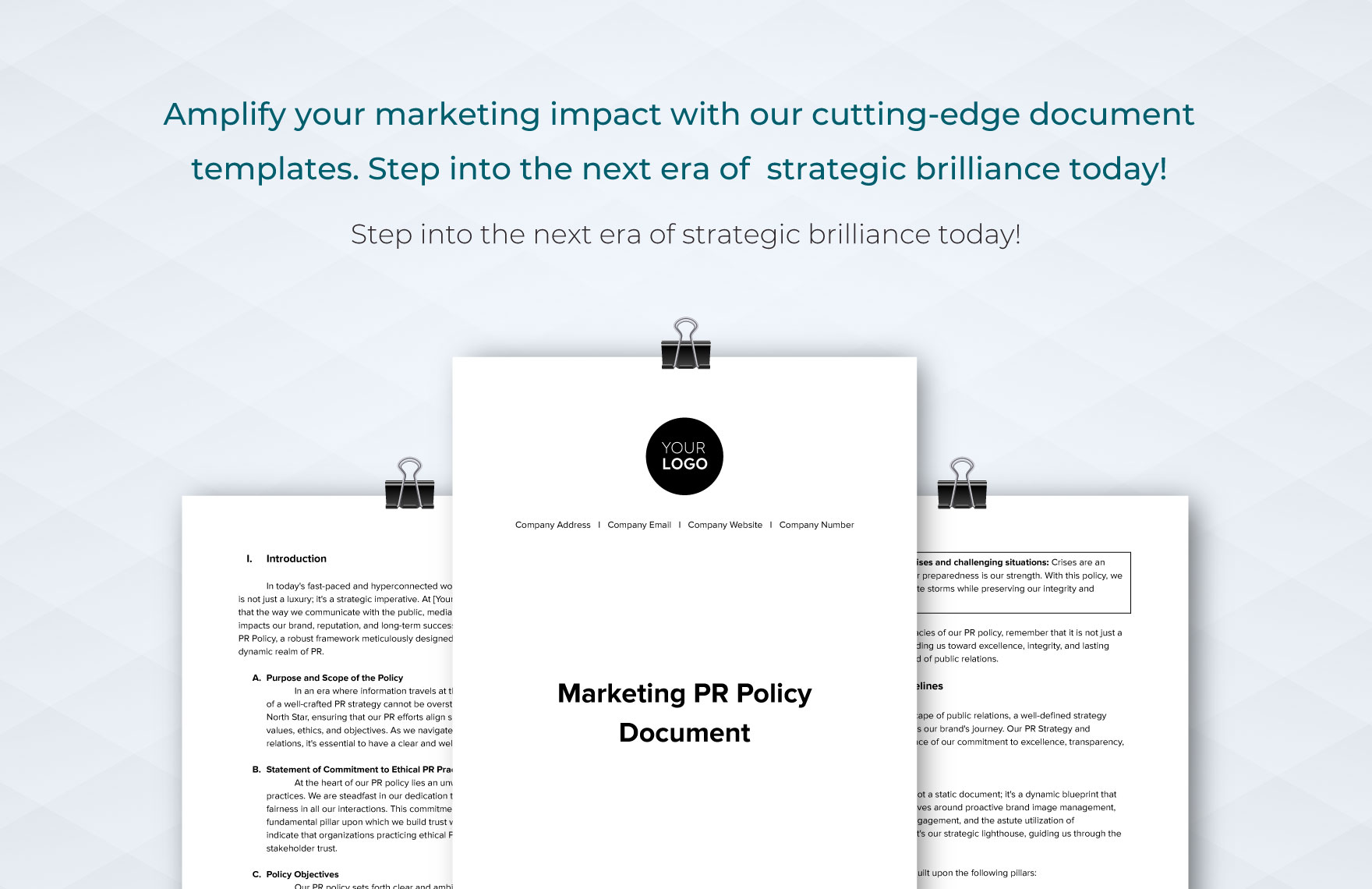 Marketing PR Policy Document Template