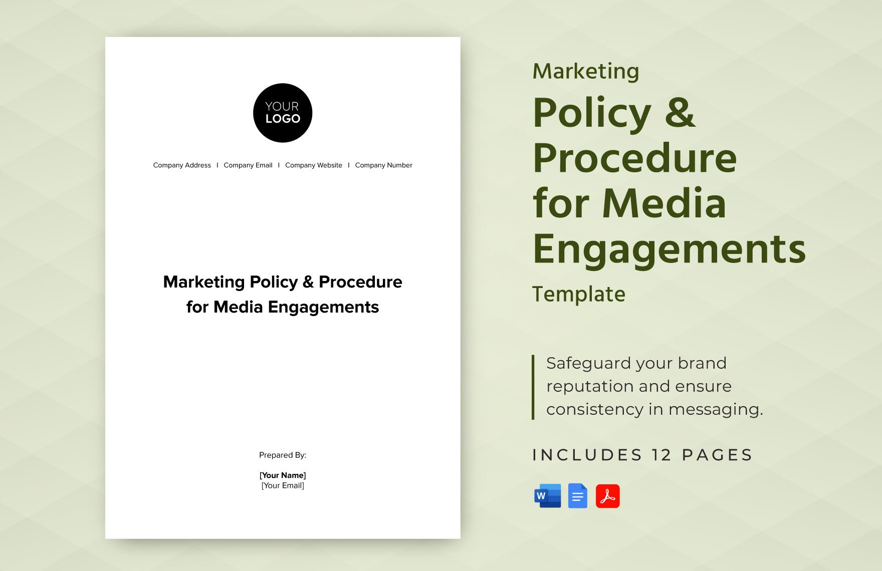 Marketing Policy & Procedure for Media Engagements Template in Word, Google Docs, PDF