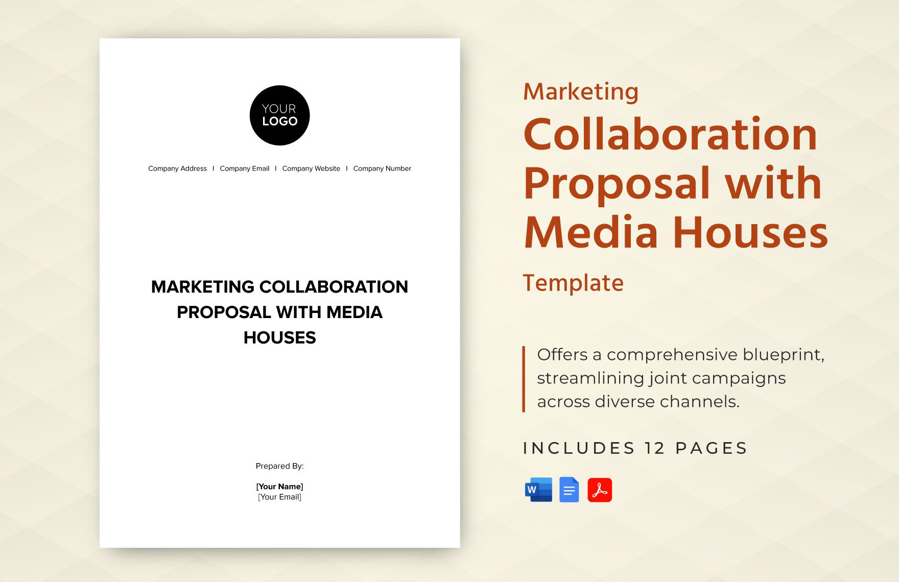 Marketing Collaboration Proposal with Media Houses Template in Word, Google Docs, PDF