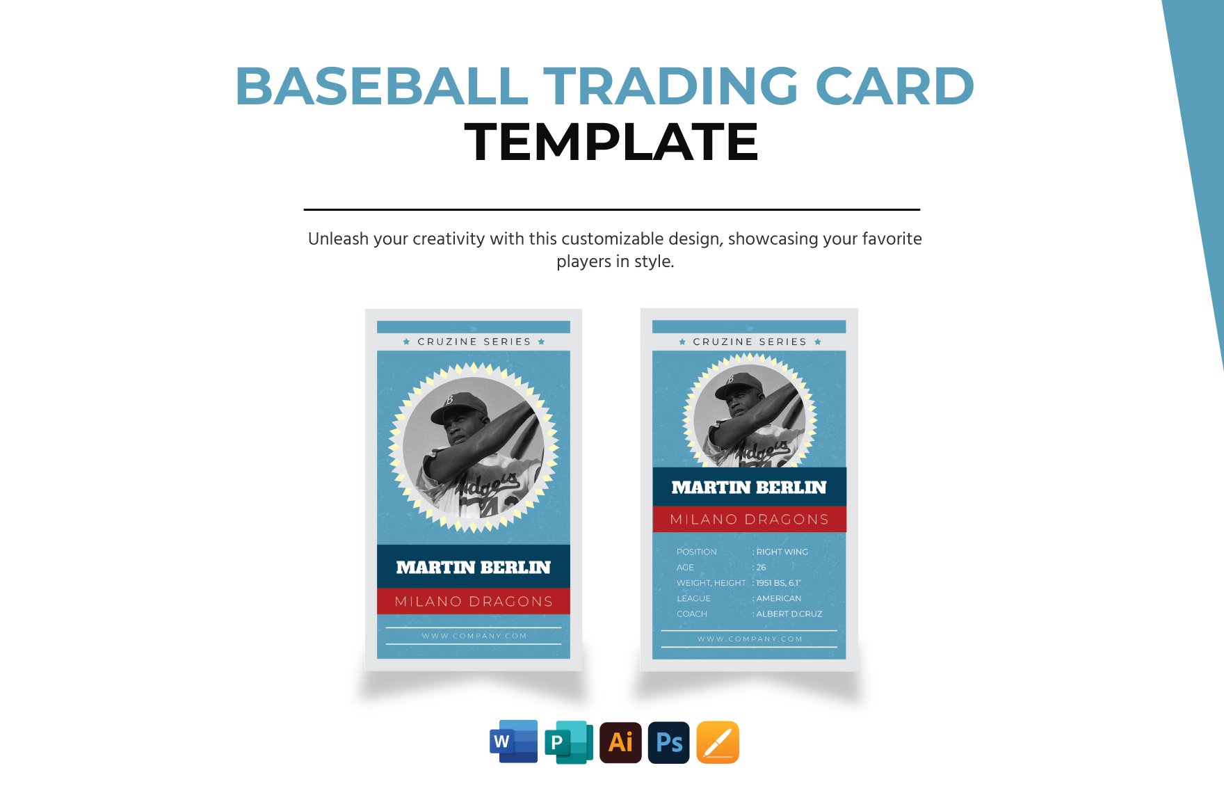 Baseball Trading Card Template in Word, Illustrator, PSD, Apple Pages, Publisher