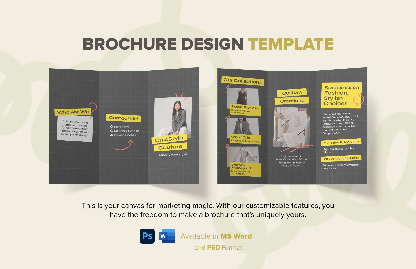 Brochure Design Template in Word, PSD