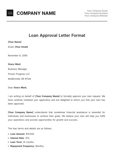 Free Loan Approval Letter Format Template to Edit Online