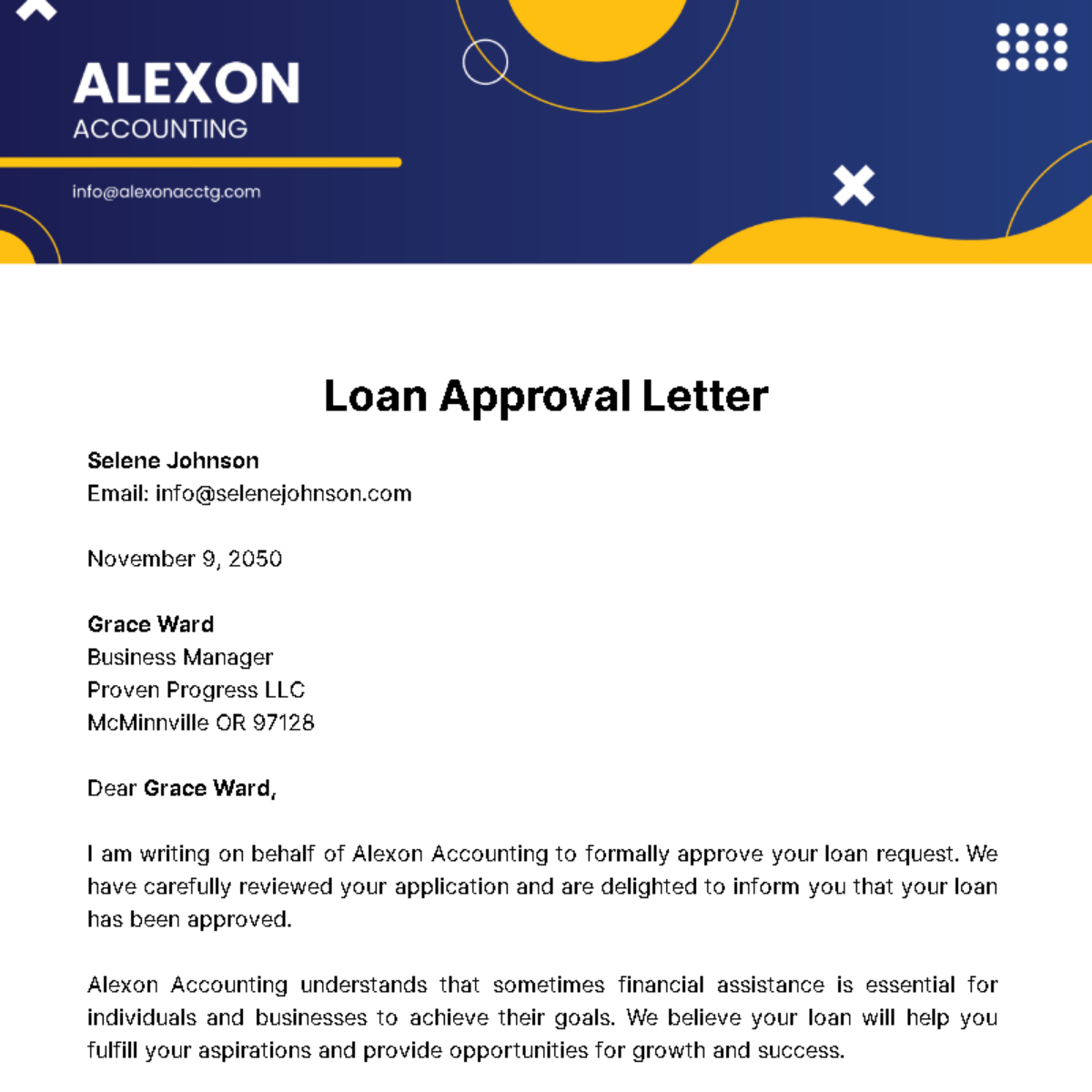 Loan Approval Letter  Template