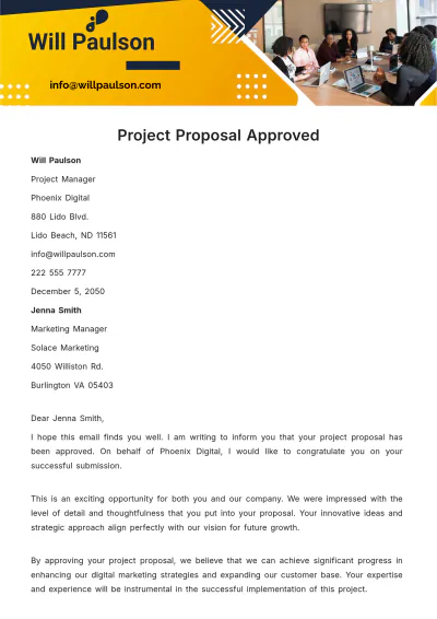 Free Project Proposal Approval Letter  Template to Edit Online