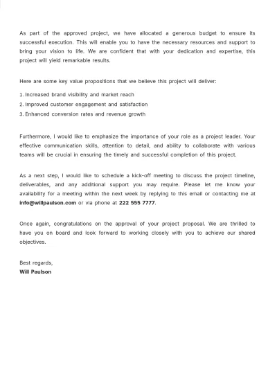 Free Project Proposal Approval Letter  Template to Edit Online