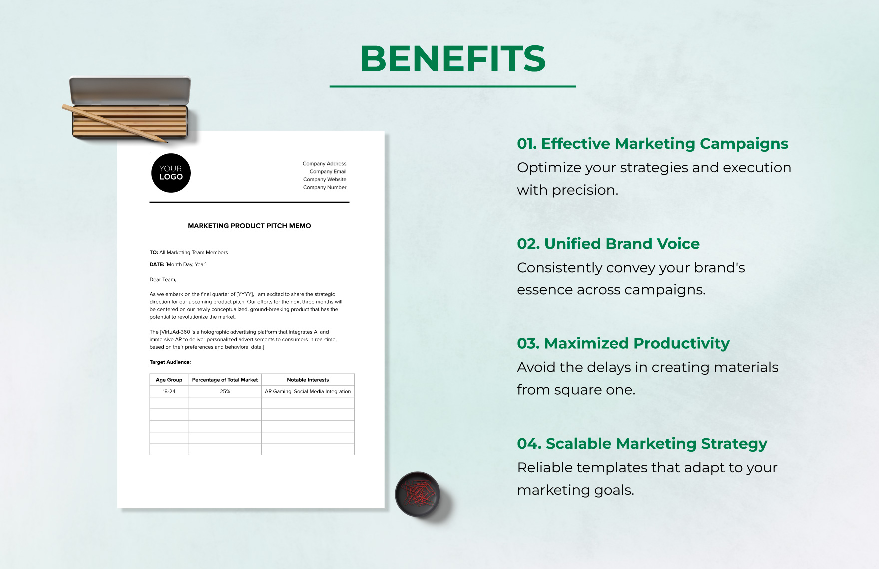 Marketing Product Pitch Memo Template