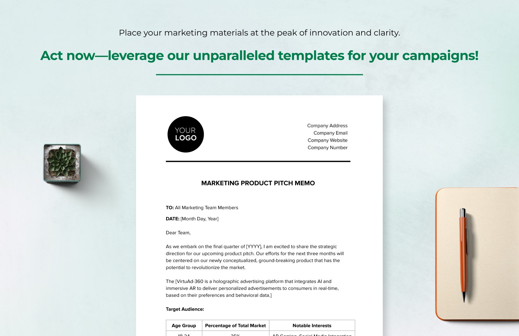 Marketing Product Pitch Memo Template