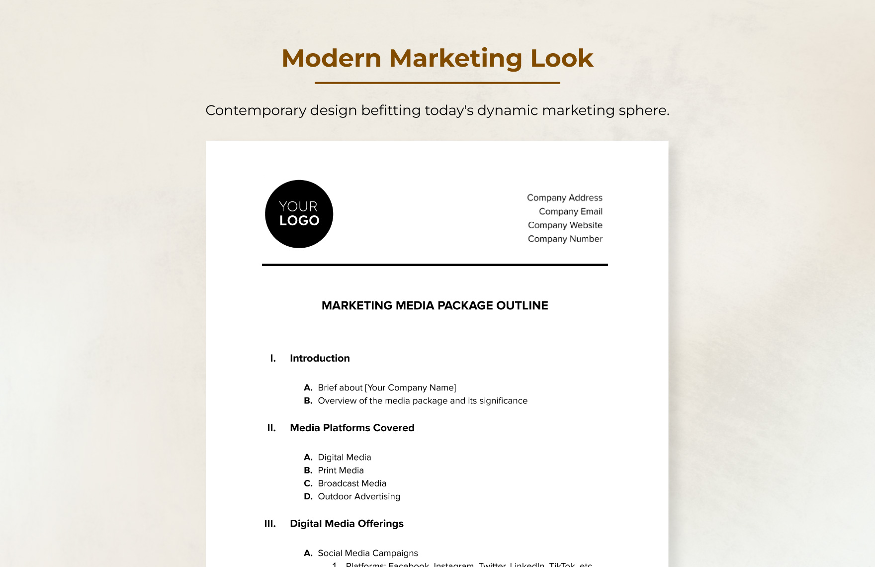 Marketing Media Package Outline Template