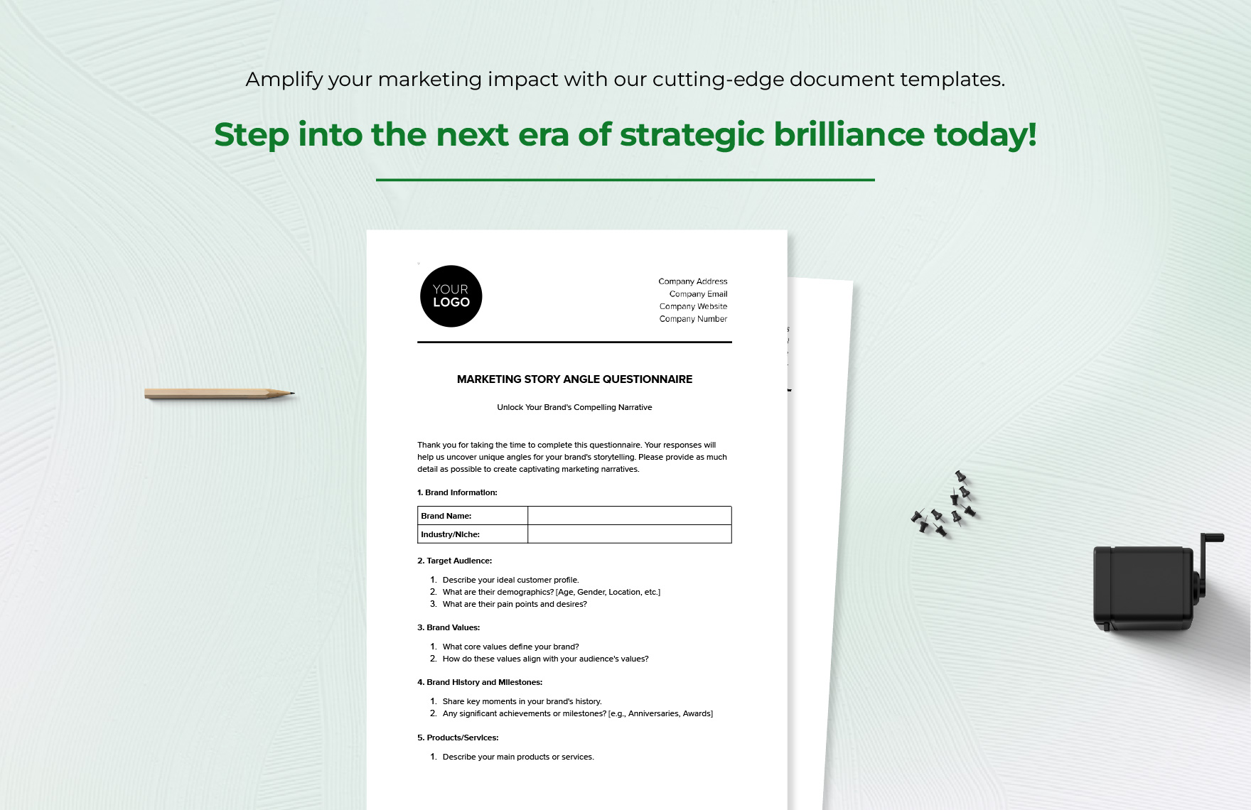 Marketing Story Angle Questionnaire Template