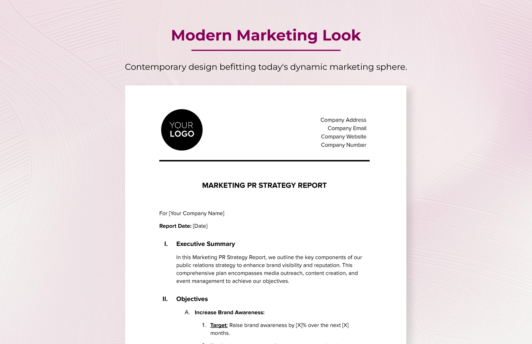 Marketing PR Strategy Report Template