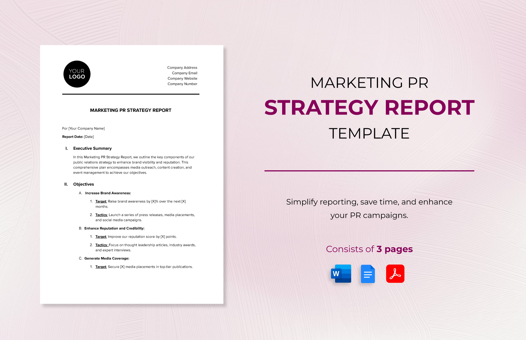 Marketing PR Strategy Report Template