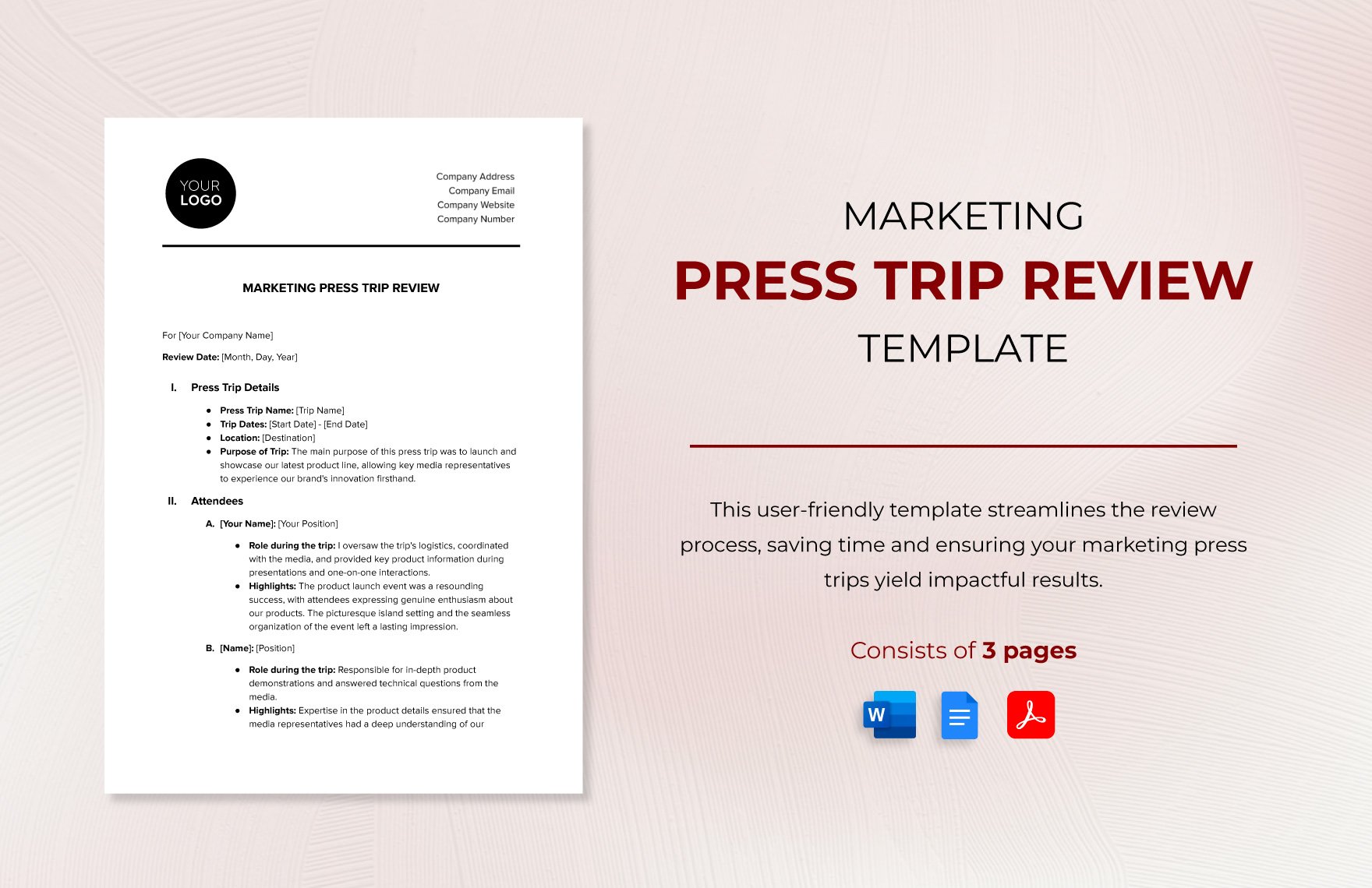 Marketing Press Trip Review Template