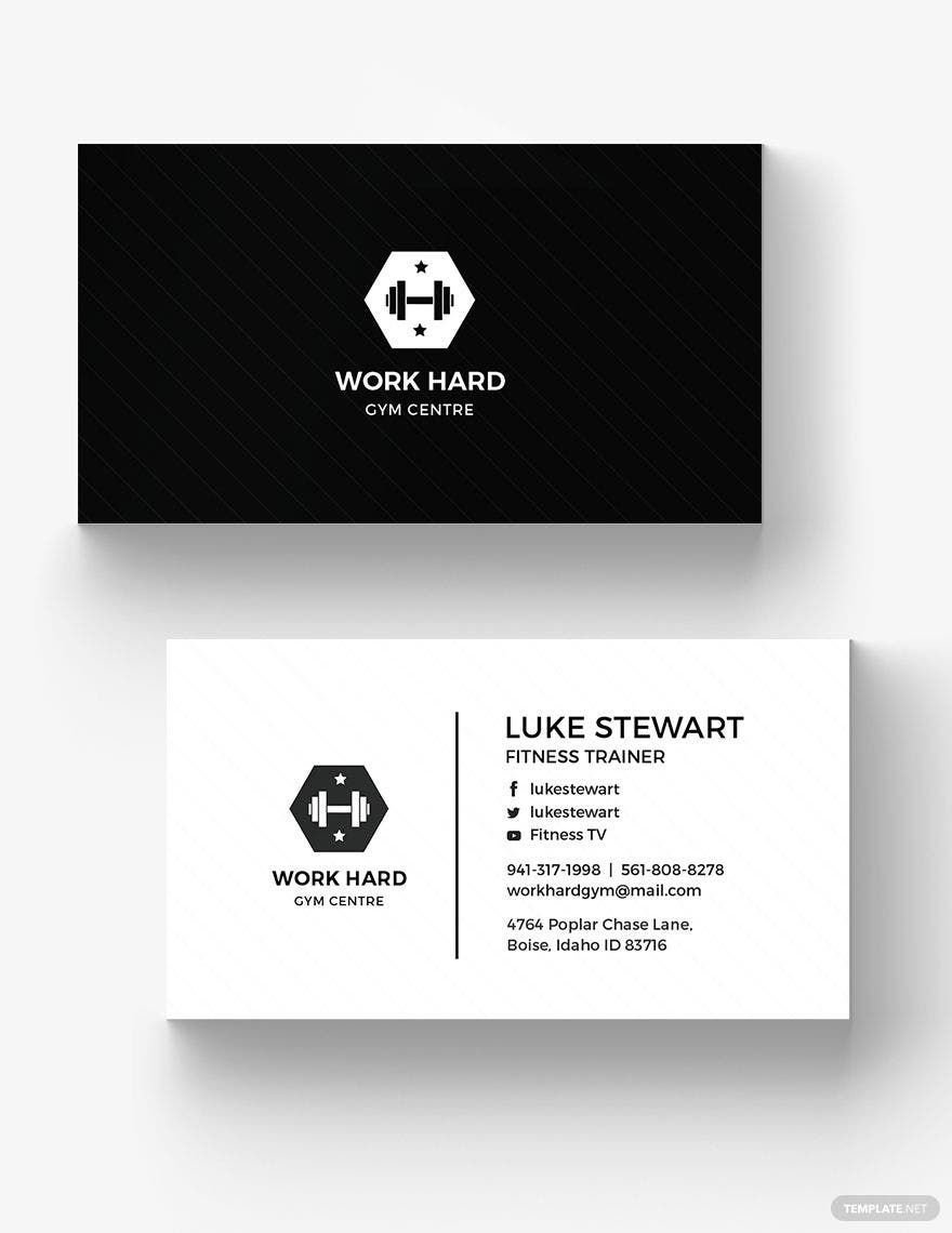 Personal Trainer Business Card Template in Word, Google Docs, Illustrator, PSD, Apple Pages, Publisher