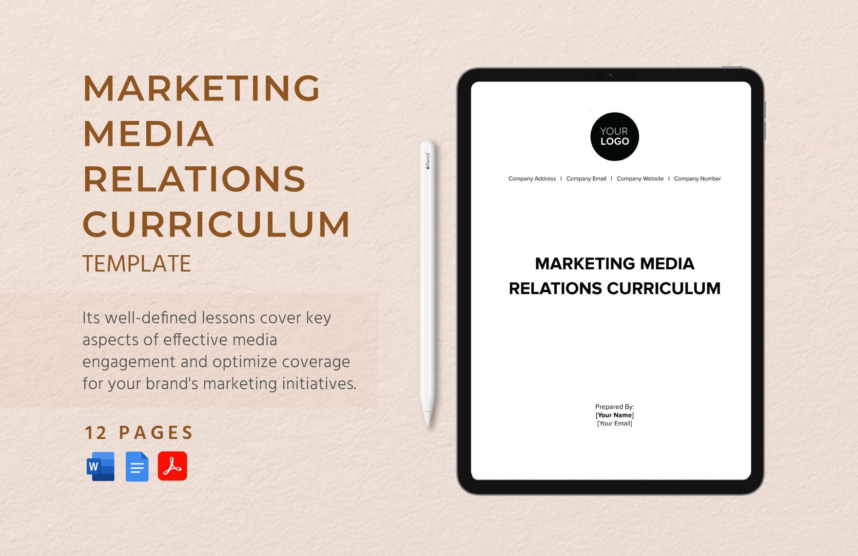 Marketing Media Relations Curriculum Template in Word, Google Docs, PDF