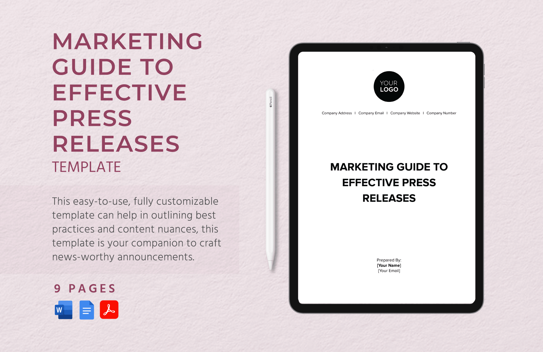 Marketing Guide to Effective Press Releases Template in Word, Google Docs, PDF