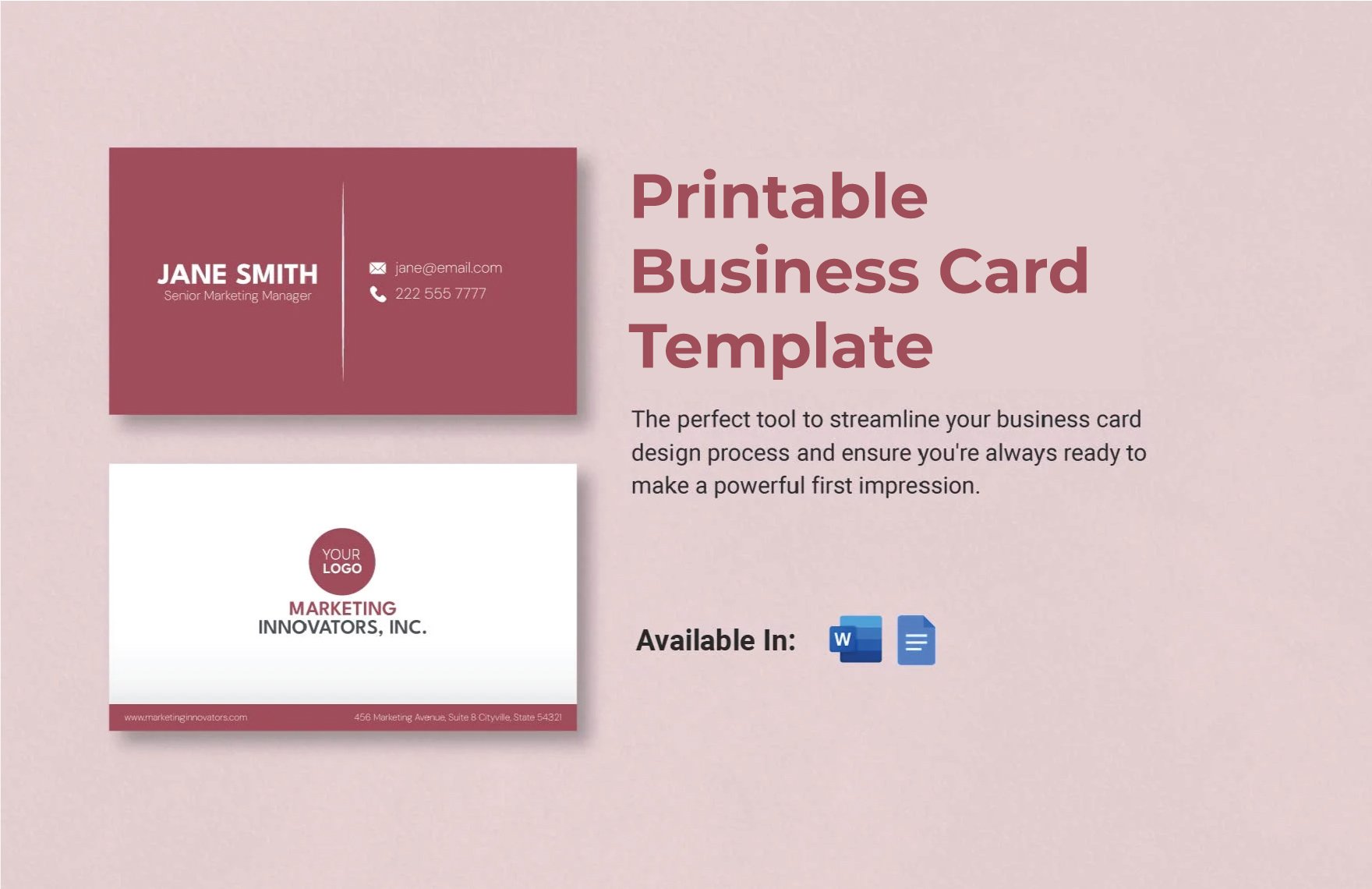 Free Printable Business Card Template in Word, Google Docs, PDF