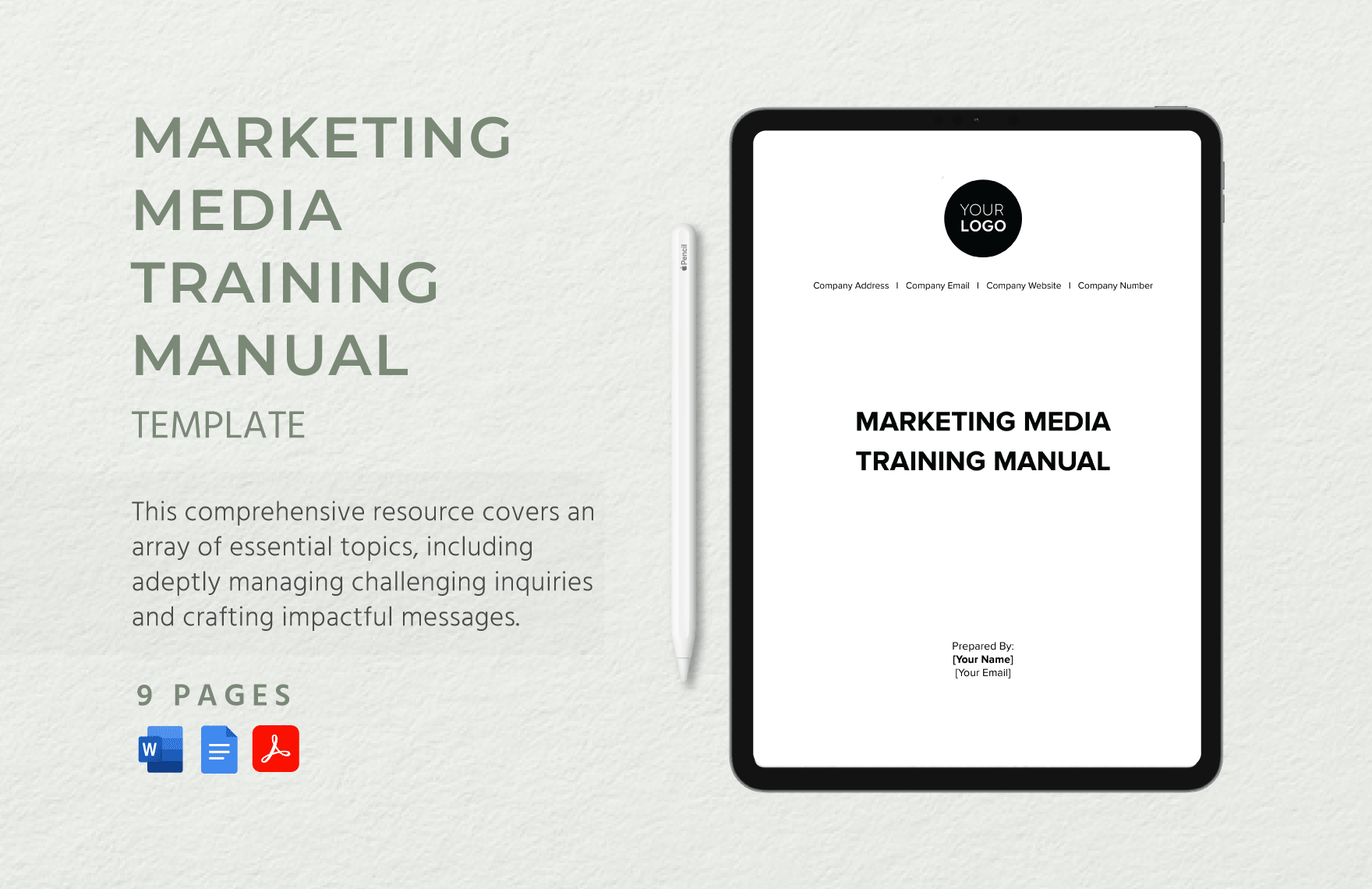 Marketing Media Training Manual Template