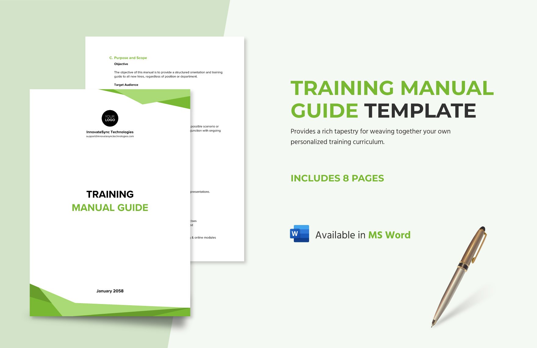 Free Training Manual Guide Template in Word