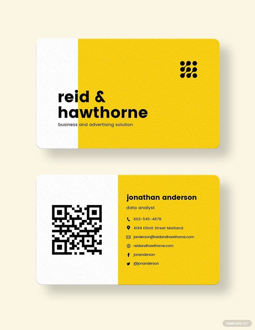QR Code Business Card Template in Word, Google Docs, Illustrator, PSD, Apple Pages, Publisher