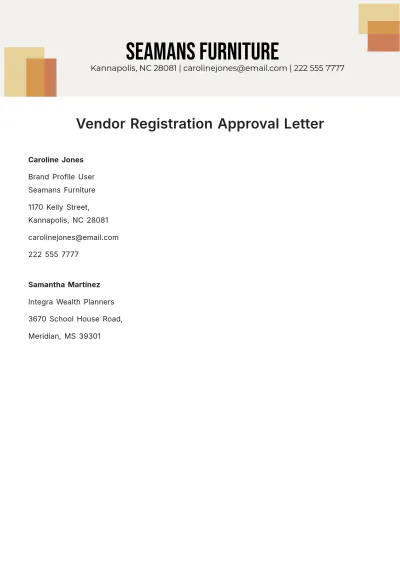 Free Vendor Registration Approval Letter  Template to Edit Online