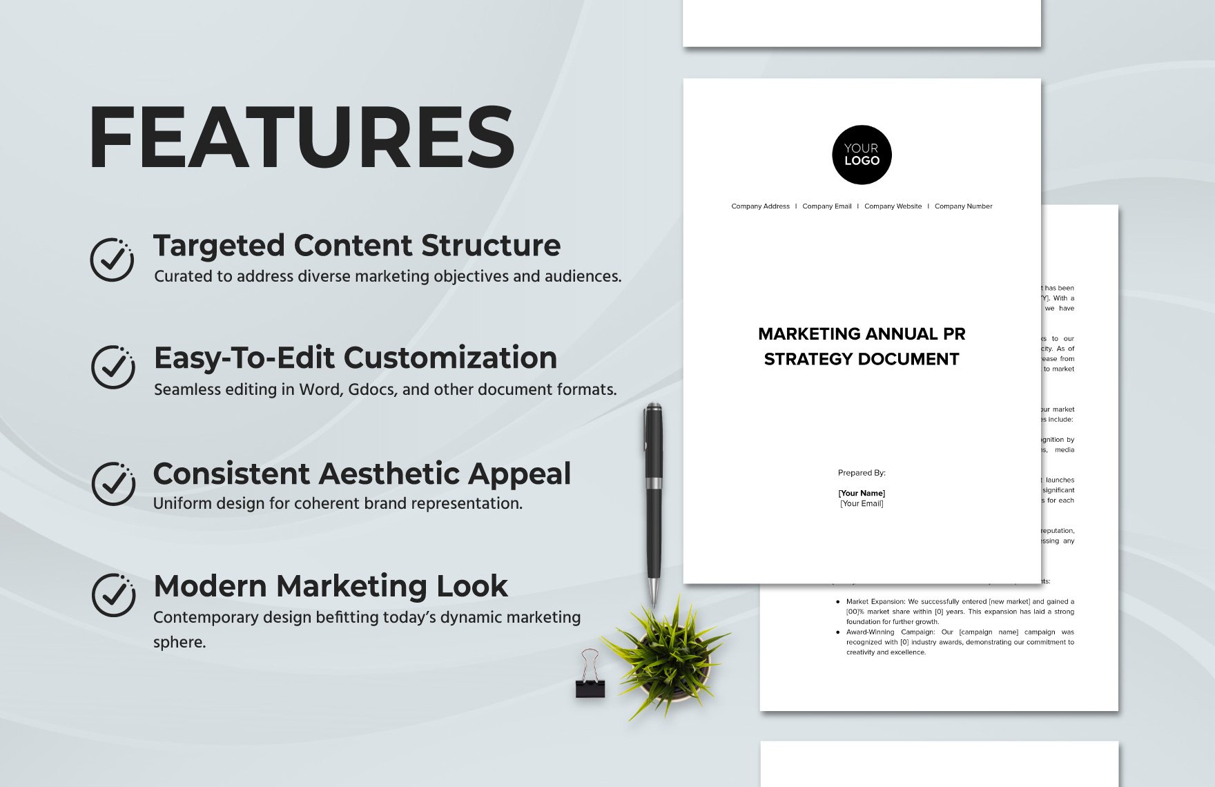 Marketing Annual PR Strategy Document Template