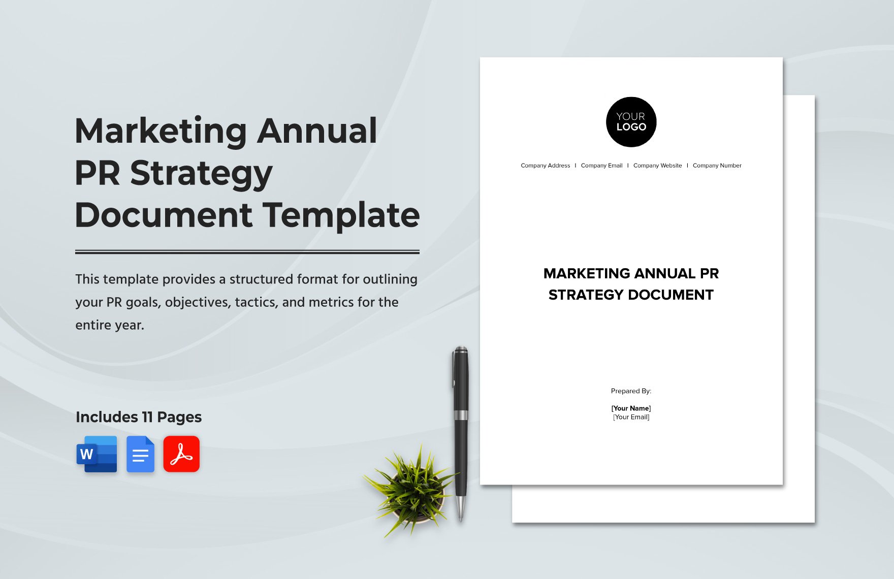 Marketing Annual PR Strategy Document Template in Word, Google Docs, PDF