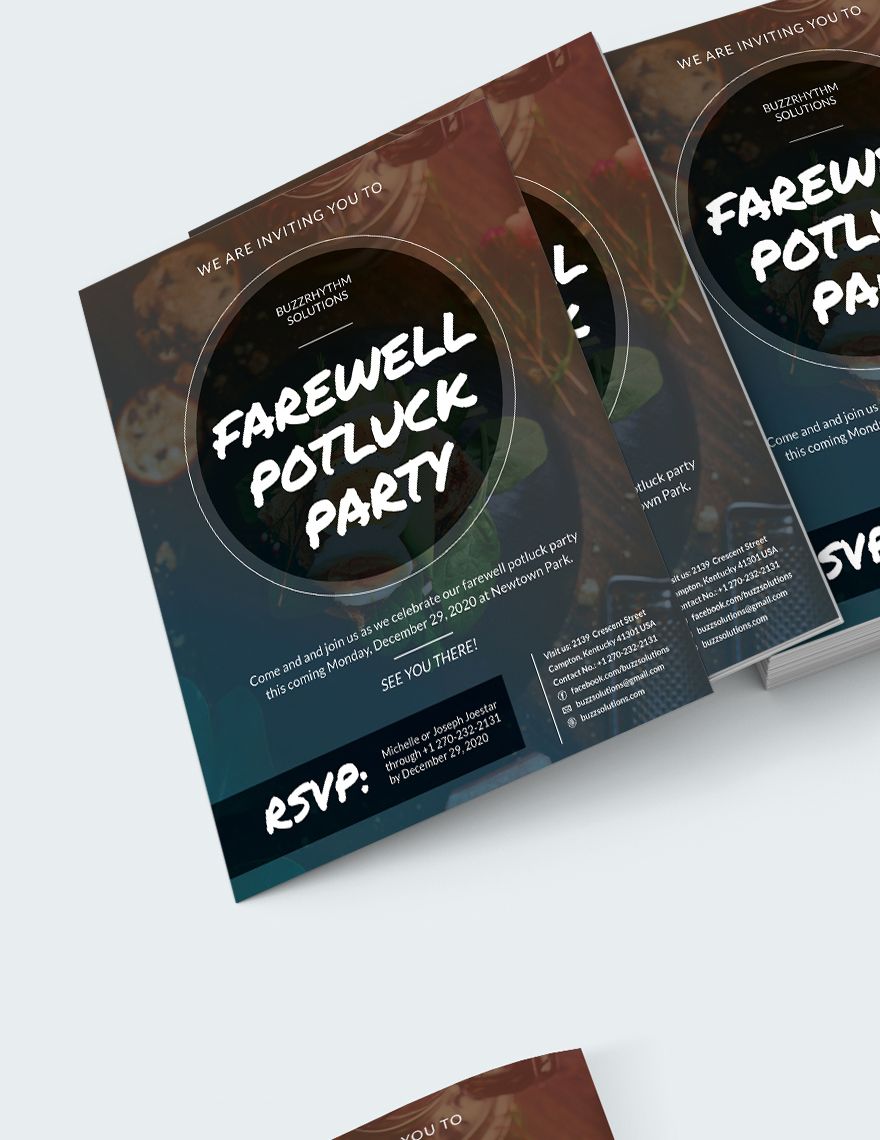 Farewell Potluck Flyer Template Download in Word, Google Docs
