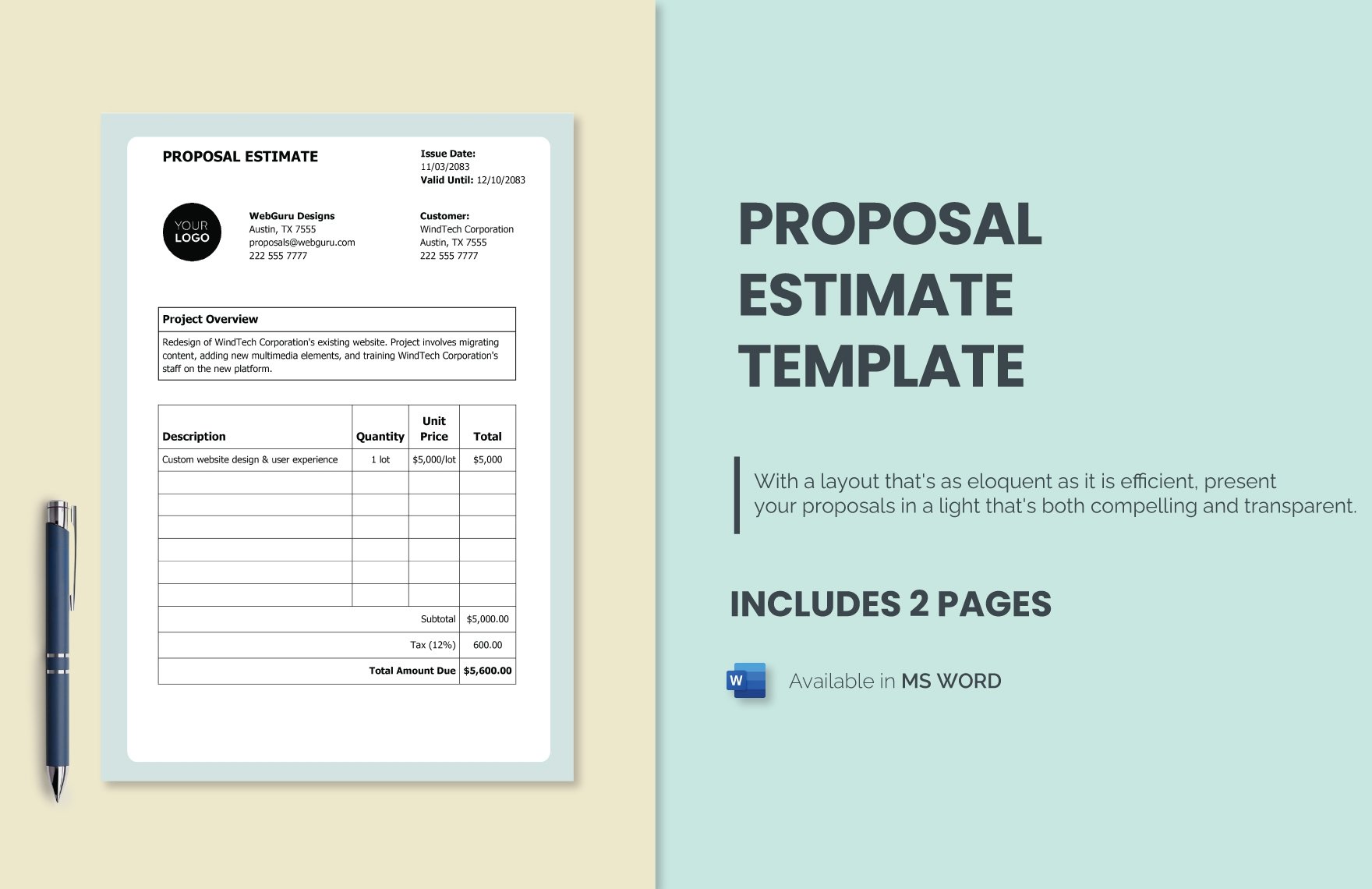 Proposal Estimate Template