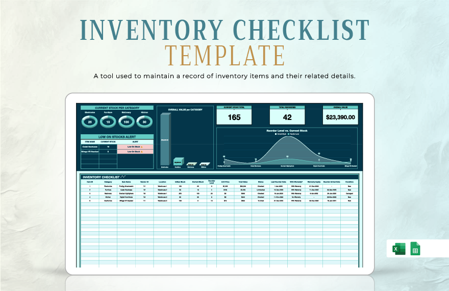 Inventory Checklist Template in Excel, Google Sheets - Download | Template.net