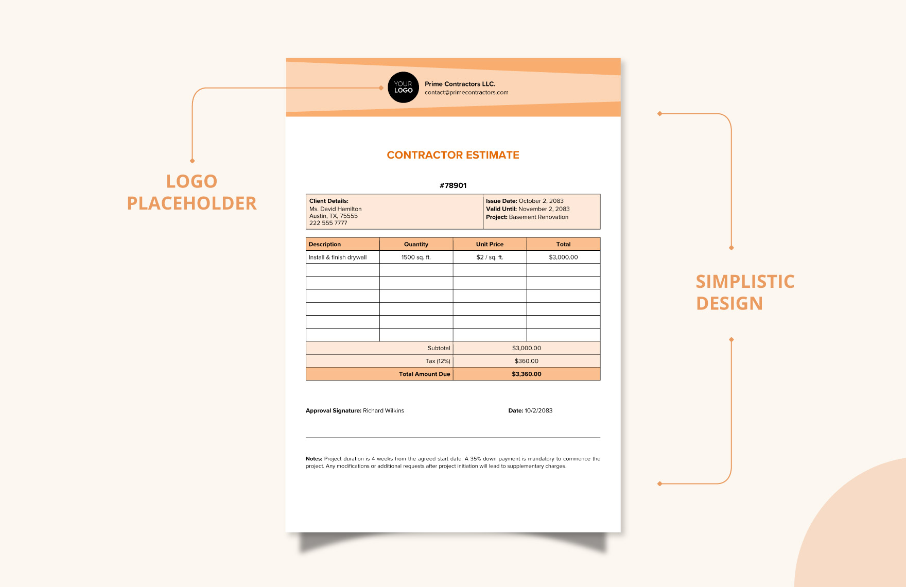 Contractor Estimate Template Download in Word