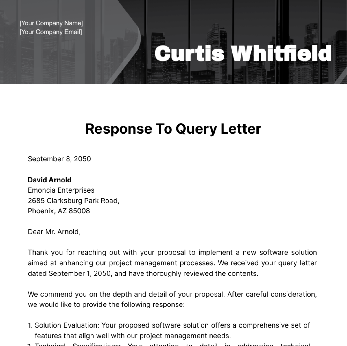 Response To Query Letter Template Edit Online Download Example 