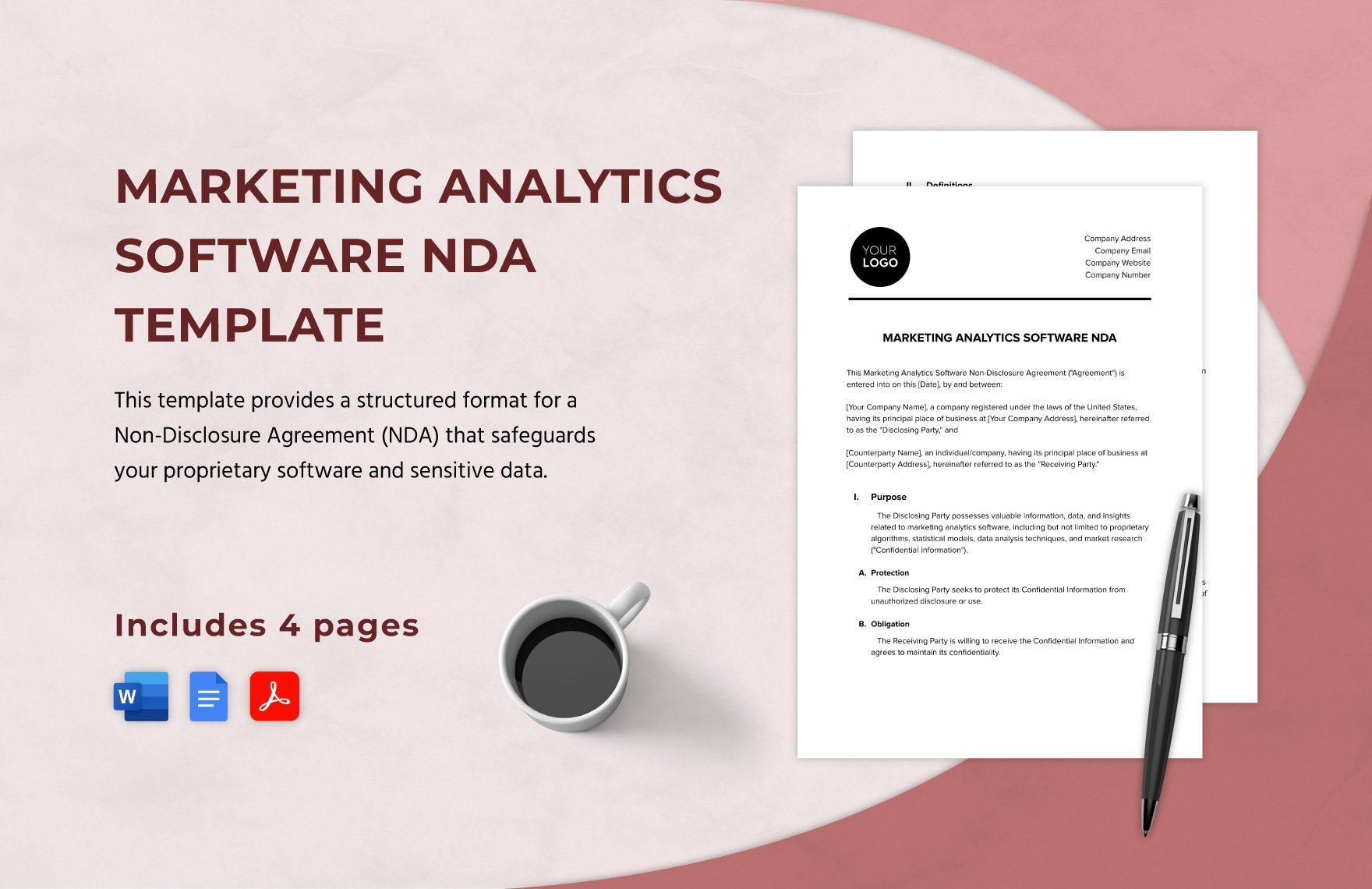 Marketing Analytics Software NDA Template in Word, Google Docs, PDF