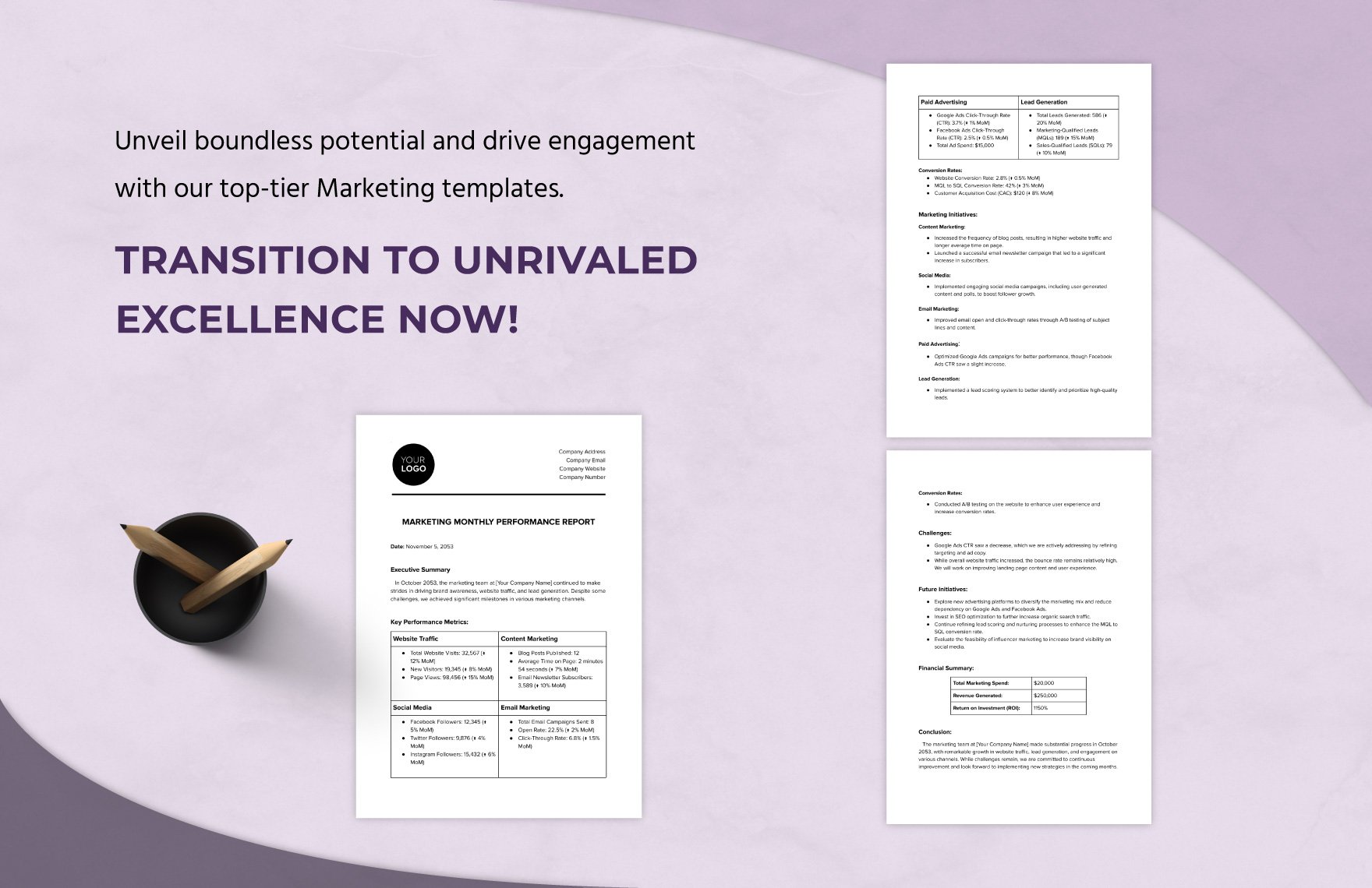 Marketing Monthly Performance Report Template