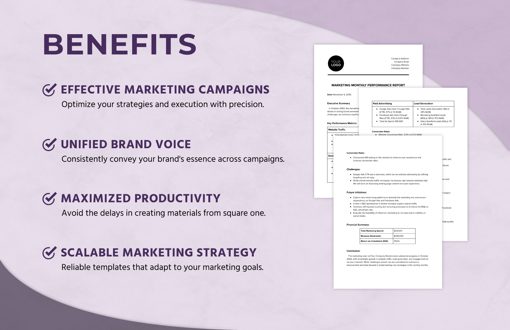 Marketing Monthly Performance Report Template