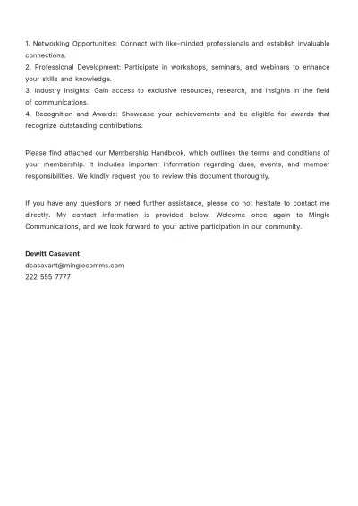 Free Membership Application Approval Letter  Template to Edit Online