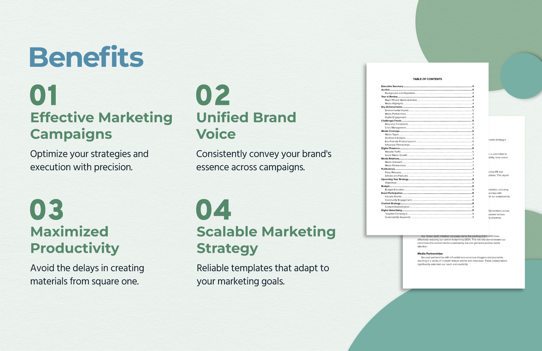 Marketing Yearly PR and Media Strategy Report Template