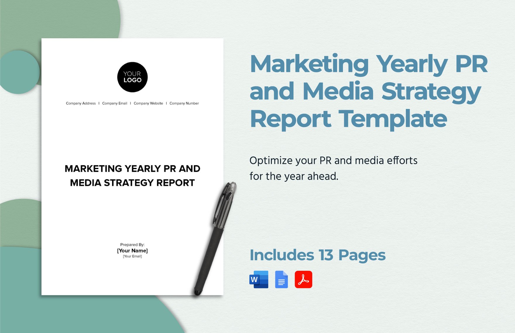 Marketing Yearly PR and Media Strategy Report Template in Word, Google Docs, PDF