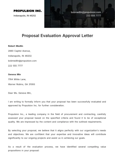 Free Proposal Evaluation Approval Letter  Template to Edit Online