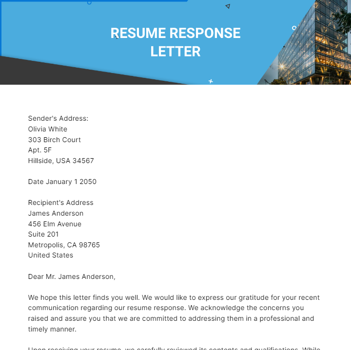 Free Resume Response Letter