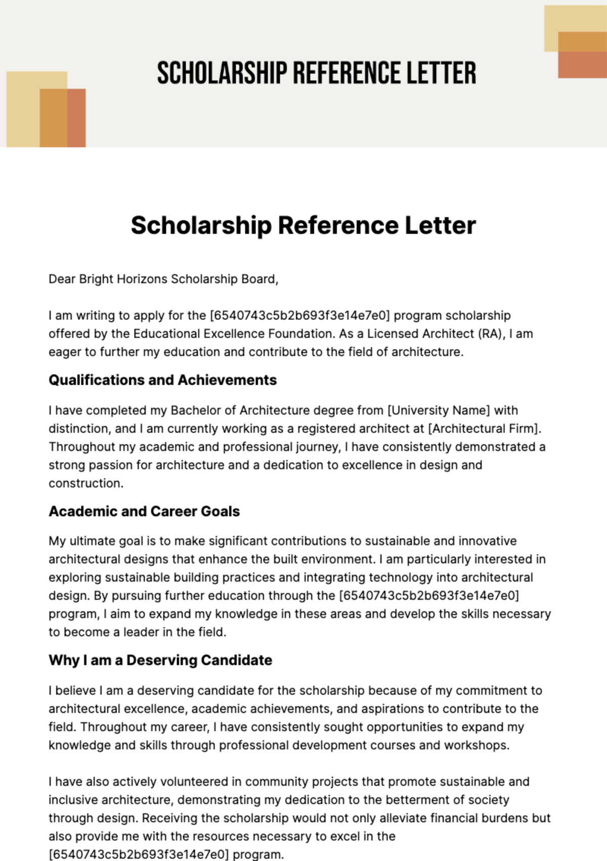 Free Scholarship Reference Letter Template