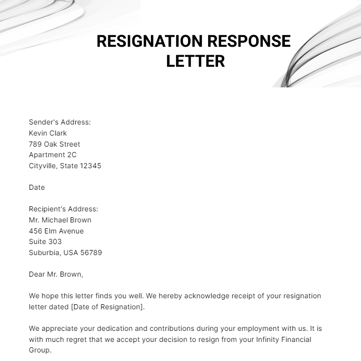 Resignation Response Letter Template