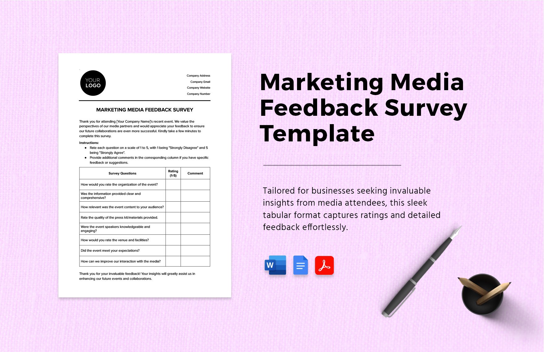 Marketing Media Feedback Survey Template