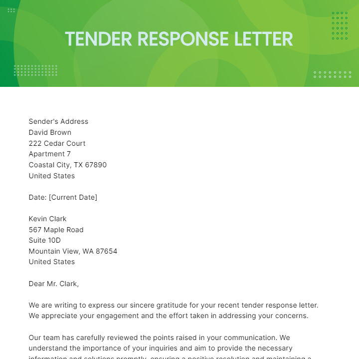 Free Tender Response Letter