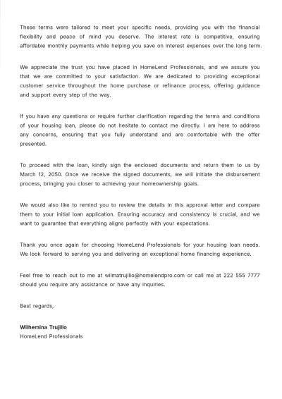 Free Housing Loan Approval Letter  Template to Edit Online