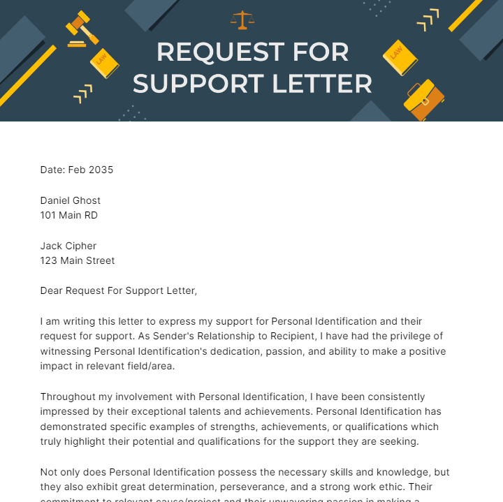 Request For Support Letter Template