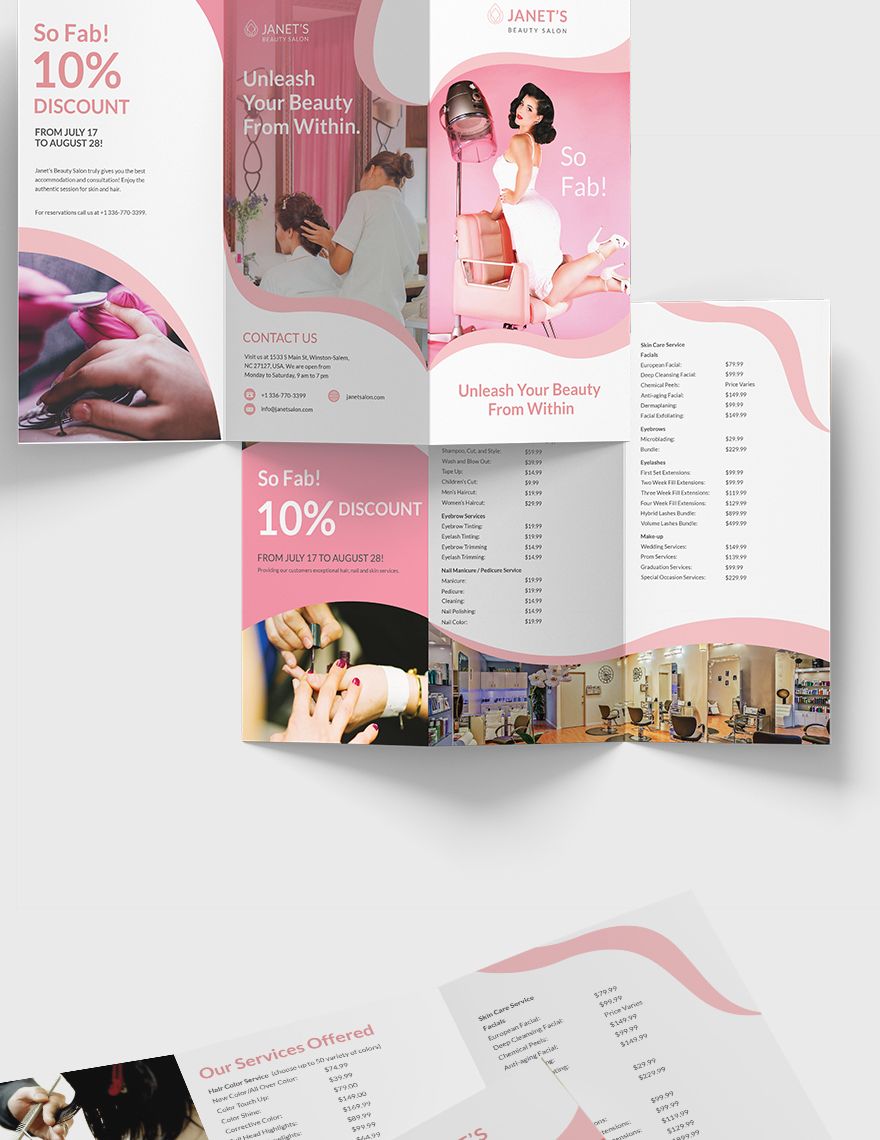 Beauty Salon Trifold Brochure Template